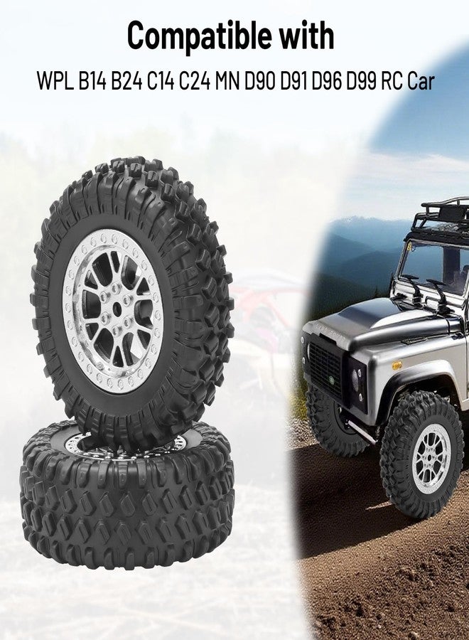 daitoku 1/12 RC Car Tires and Wheels, daitoku RC Car Rubber Tires for WPL B14 B24 C14 C24 MN D90 D91 D96 D99 (Silver) - Image 3